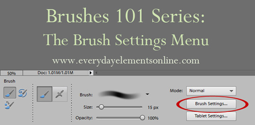 Using the Brush Settings Menu in Photoshop and PSE