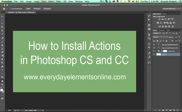 How to install actions in Photoshop CS and CC